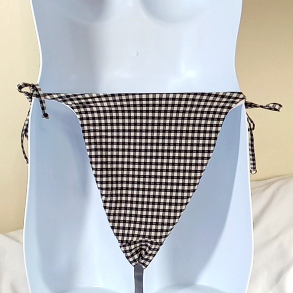 NEW Andie Bikini Bottom Large Black White Swim Vacation GINGHAM Resort - Picture 2 of 5